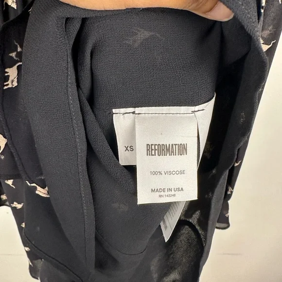 Reformation Whitby Wrap Gato Cat Print V Neck Mini Dress Women’s Sz XS - Picture 10 of 10